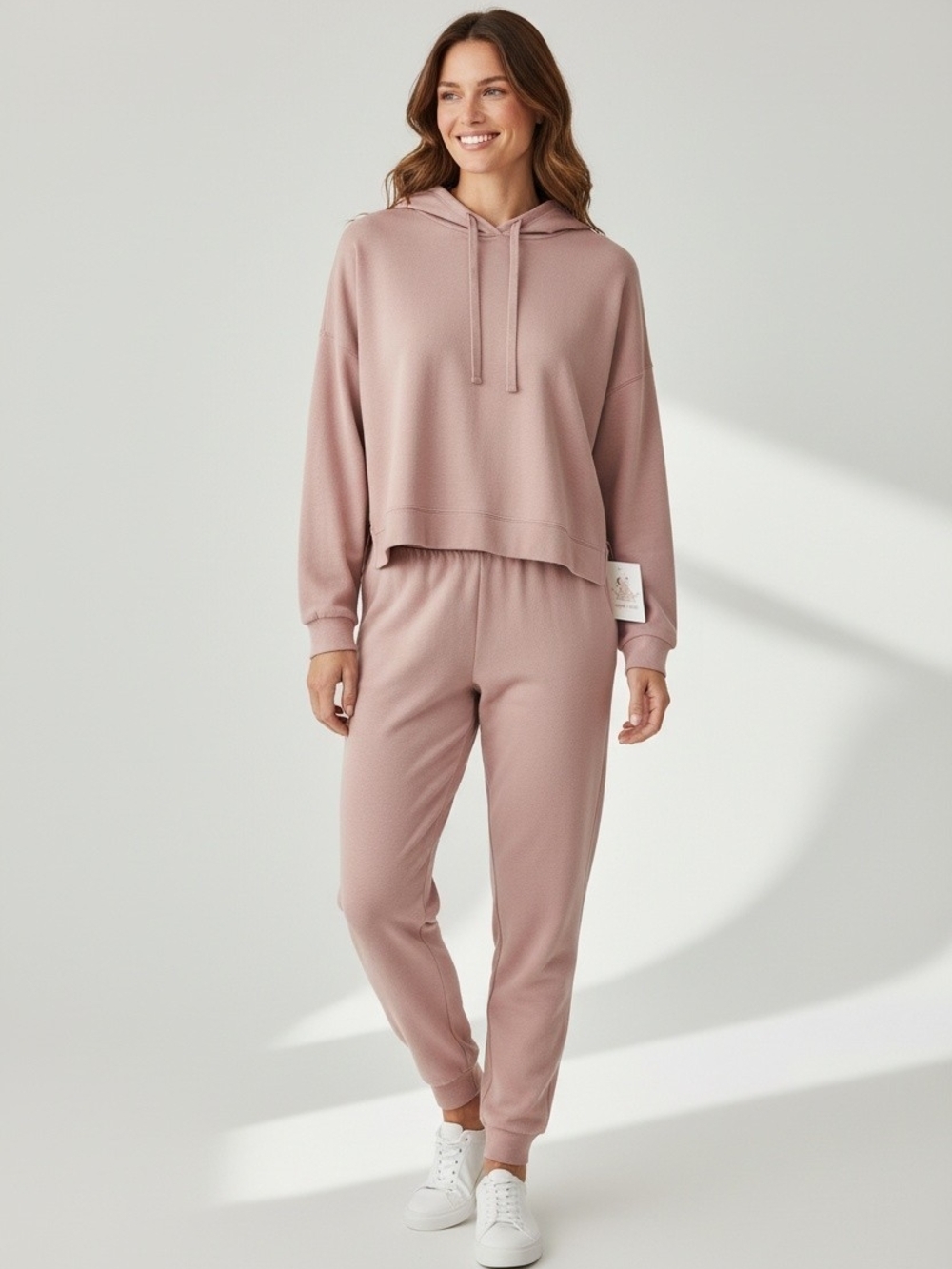 Sugar & Rose Pink 2 Piece Loungewear Set Cropped Hoodie Joggers Xl NWT Travel